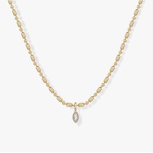 NEW 14K Gold Plated CZ Beaded Chain Pendant Necklace
